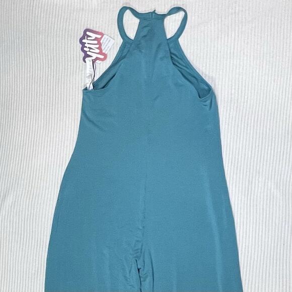 Fabletics Smooth As Hell Mock Neck Halter Jumpsuit Teal Sz XL NWT RETAIL $89.95 - Picture 12 of 15